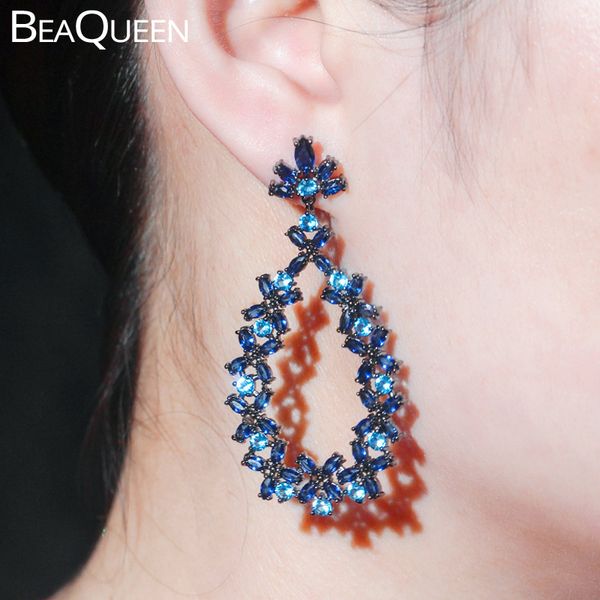beaqueen big long drop flower branch dark blue cubic zirconia earrings for women black gold color statement jewelry e387, Silver
beaqueen big long drop flower branch dark blue cubic zirconia earrings for women black gold color statement jewelry e387, Silver