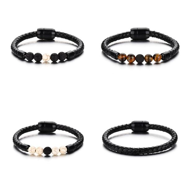fashion charm male leather bracelet lava chakra stone beads black stainless bracelets & bangles for men punk
fashion charm male leather bracelet lava chakra stone beads black stainless bracelets & bangles for men punk