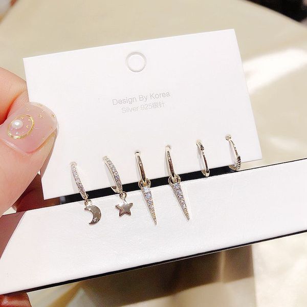 hoop & huggie 2021 star moon geometric earring set personality cubic zircon jewelry for women 6-piece s-e1146, Golden;silver
hoop & huggie 2021 star moon geometric earring set personality cubic zircon jewelry for women 6-piece s-e1146, Golden;silver