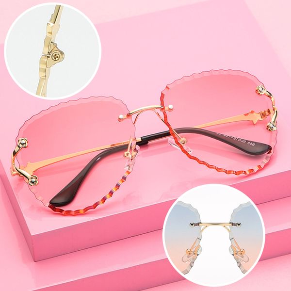 ttlife fashion women sunglasses brand designer rimless sun glasses women vintage cutting lens wave frame eyewear for female, White;black
ttlife fashion women sunglasses brand designer rimless sun glasses women vintage cutting lens wave frame eyewear for female, White;black