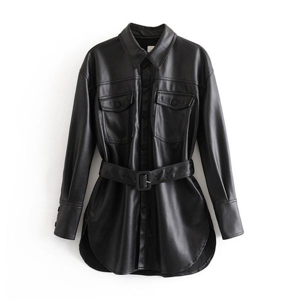 pu leather coat women winter single breasted long sleeve solid female coat with belt vintage pockets buttons outwear ladies, Black
pu leather coat women winter single breasted long sleeve solid female coat with belt vintage pockets buttons outwear ladies, Black