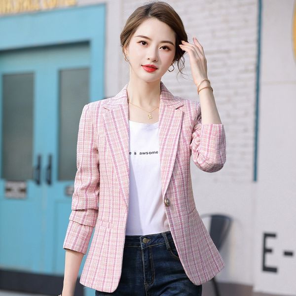 women's suits & blazers women slim spring plaid jacket half sleeve blazer 9828, White;black
women's suits & blazers women slim spring plaid jacket half sleeve blazer 9828, White;black