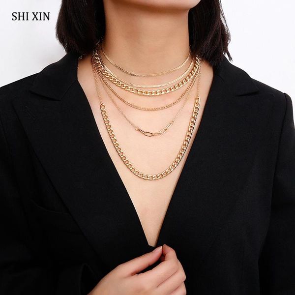 chains shixin punk multi layered chain necklaces for women gold/silver color choker collar statement fashion jewelry collier femme 2021
chains shixin punk multi layered chain necklaces for women gold/silver color choker collar statement fashion jewelry collier femme 2021
