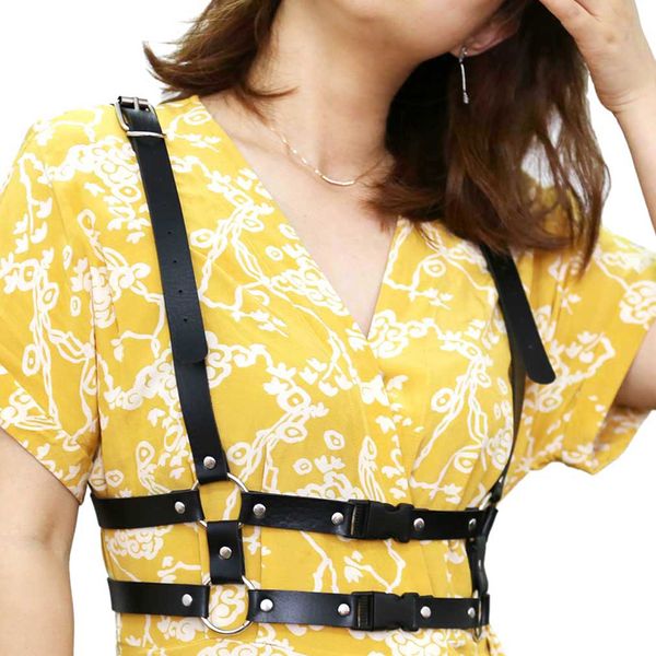 pu leather harness belt punk goth adjustable chest suspenders buckle belt top, Black;brown
pu leather harness belt punk goth adjustable chest suspenders buckle belt top, Black;brown