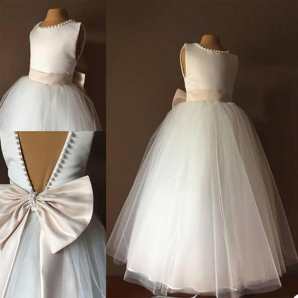 pearls beaded flower girls dresses jewel neck custom made girls pageant dress satin and tulle girls birthday wear, White;blue
pearls beaded flower girls dresses jewel neck custom made girls pageant dress satin and tulle girls birthday wear, White;blue