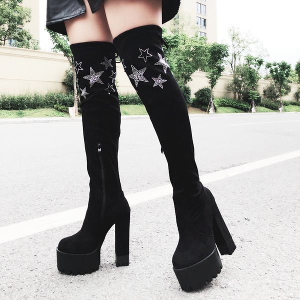 knee high boots women high heel thin leg elastic boots black platform long over thigh
knee high boots women high heel thin leg elastic boots black platform long over thigh