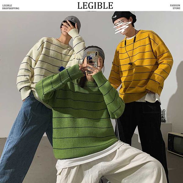 men's sweaters legible striped men 2021 autumn korean style pullovers harajuku streetwear male clothing, White;black
men's sweaters legible striped men 2021 autumn korean style pullovers harajuku streetwear male clothing, White;black