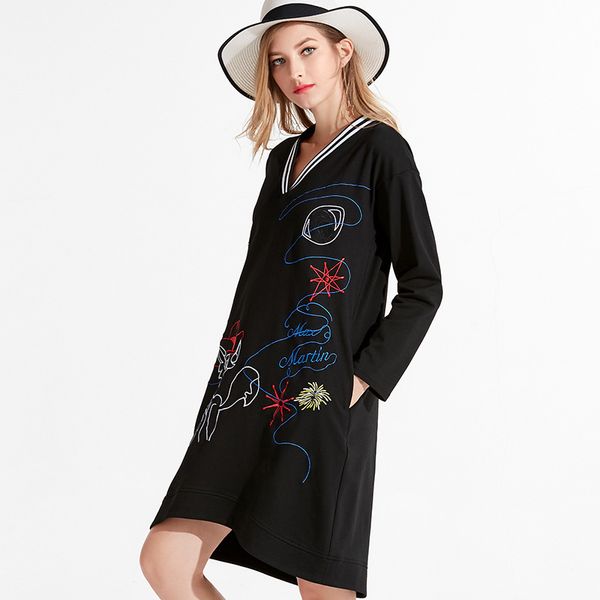 l - 4xl 5xl plus size cotton autumn 2020 women dress long sleeve big size black v neck loose cartoon embroidery midi, Black;gray
l - 4xl 5xl plus size cotton autumn 2020 women dress long sleeve big size black v neck loose cartoon embroidery midi, Black;gray