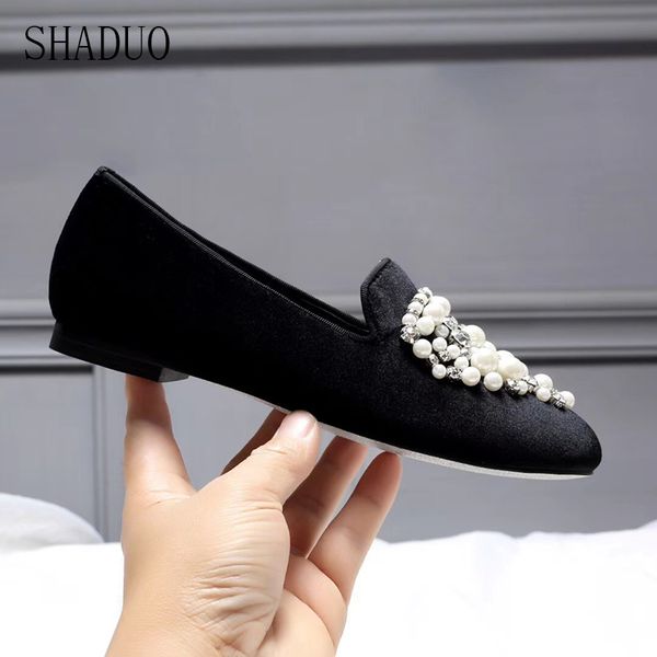 2020 women genuine leather stitching velvet pearl women's shoes hand-stitched flat bottom lok fu shoes casual, Black
2020 women genuine leather stitching velvet pearl women's shoes hand-stitched flat bottom lok fu shoes casual, Black