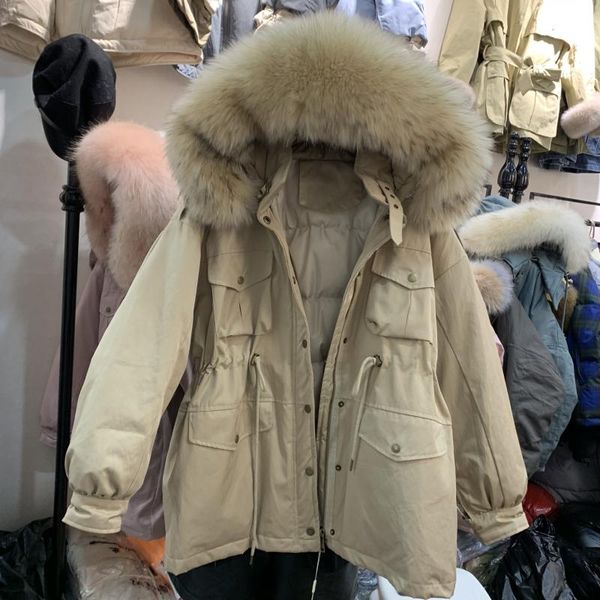 2020 new winter women big fur collar hooded white duck down coats loose jacket female belt elastic waist safari style parkas s83, Black
2020 new winter women big fur collar hooded white duck down coats loose jacket female belt elastic waist safari style parkas s83, Black