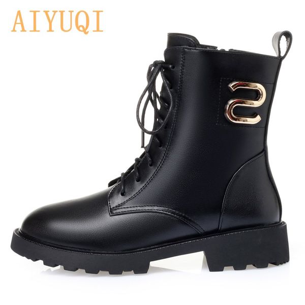 aiyuqi women booties ankle boots 2020 new fashion lace genuine leather boots women warm wool, Black 
aiyuqi women booties ankle boots 2020 new fashion lace genuine leather boots women warm wool, Black