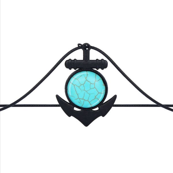 10 pcs black gun plated anchor and key green turquoise stone pendant handmade link chain necklace charm jewelry, Silver
10 pcs black gun plated anchor and key green turquoise stone pendant handmade link chain necklace charm jewelry, Silver