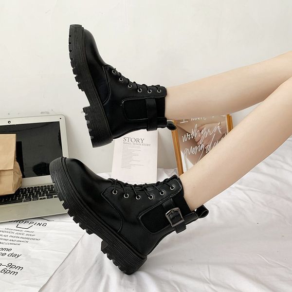 white ankle boots rock shoes woman boots-women round toe booties ladies flat heel low 2020 rubber riding lolita med, Black
white ankle boots rock shoes woman boots-women round toe booties ladies flat heel low 2020 rubber riding lolita med, Black