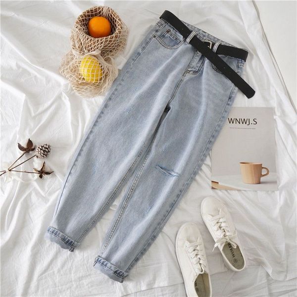 women's jeans light blue ripped women 2021 spring summer korean flabby pants female casual radish trousers denim harlem with belt
women's jeans light blue ripped women 2021 spring summer korean flabby pants female casual radish trousers denim harlem with belt