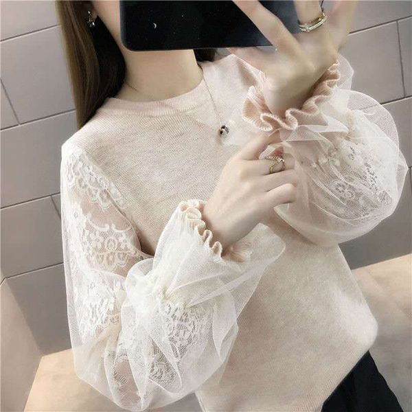 women's sweaters knitted sweater women 2021 autumn winter korean round neck stitching lace long sleeve loose pullover female jumper kni, White;black
women's sweaters knitted sweater women 2021 autumn winter korean round neck stitching lace long sleeve loose pullover female jumper kni, White;black