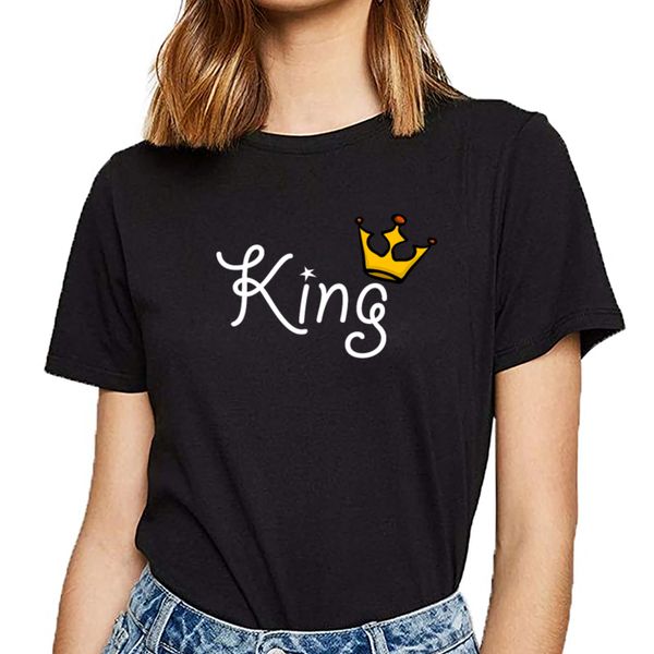 t shirt women king and queen funny white cotton female tshirt