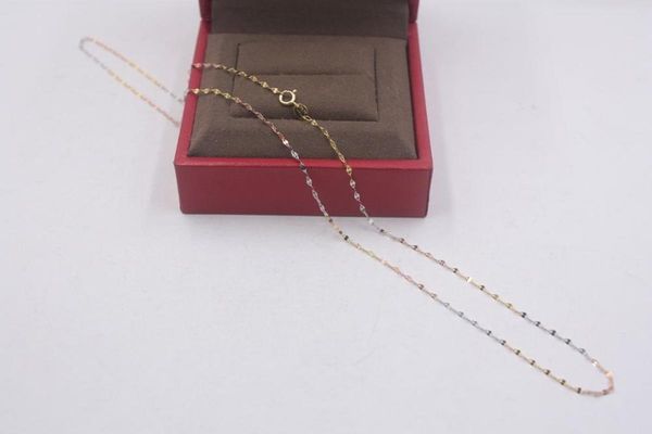 pure 18k multi-tone gold chain luck 1mmw lip link chain necklace 18inches 0.89g, Silver
pure 18k multi-tone gold chain luck 1mmw lip link chain necklace 18inches 0.89g, Silver
