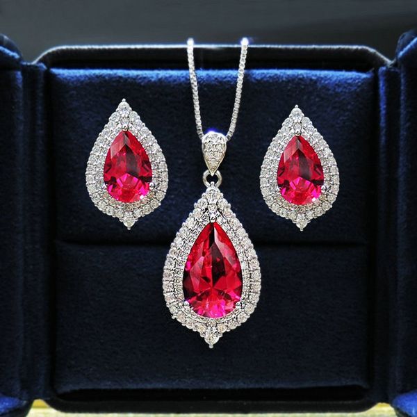 sinzry luxury jewelry set red cubic zirconia micro pave waterdrop vintage women's cz pendant necklace earring jewelry sets, Silver
sinzry luxury jewelry set red cubic zirconia micro pave waterdrop vintage women's cz pendant necklace earring jewelry sets, Silver