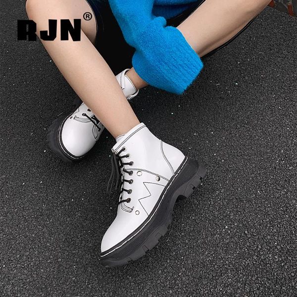 boots rjn stylish ankle lace-up metal decoration breathable cow leather handmade anti-skid platform shoes women ro366, Black
boots rjn stylish ankle lace-up metal decoration breathable cow leather handmade anti-skid platform shoes women ro366, Black