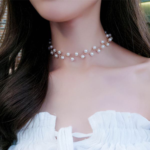 2018 trendy elegance statement necklace charm simulated pearl beads choker necklace for women kolye collier femme
2018 trendy elegance statement necklace charm simulated pearl beads choker necklace for women kolye collier femme