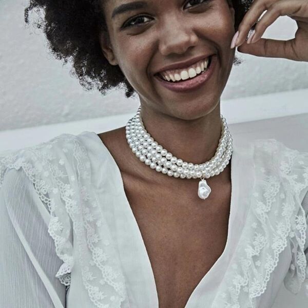 elegant pearl necklace multilayer jewelry classic temperament wedding necklace shell pearl highlight zinc alloy chain gifts, Silver
elegant pearl necklace multilayer jewelry classic temperament wedding necklace shell pearl highlight zinc alloy chain gifts, Silver