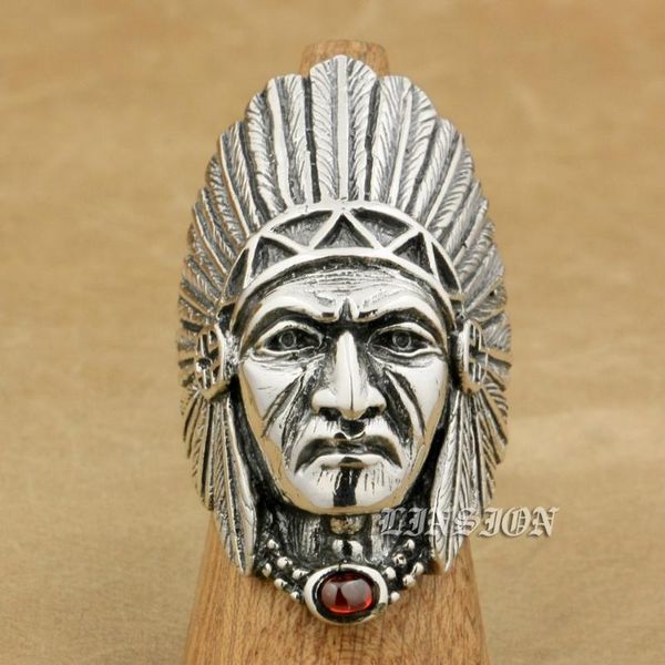 925 sterling silver chief red cz mens biker rocker punk ring 9t007 us size 8 to 15, Golden;silver
925 sterling silver chief red cz mens biker rocker punk ring 9t007 us size 8 to 15, Golden;silver
