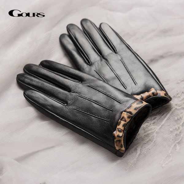 five fingers gloves gours genuine leather women fashion real goatskin leopard print black winter touch screen wool lining warm gsl067, Blue;gray
five fingers gloves gours genuine leather women fashion real goatskin leopard print black winter touch screen wool lining warm gsl067, Blue;gray