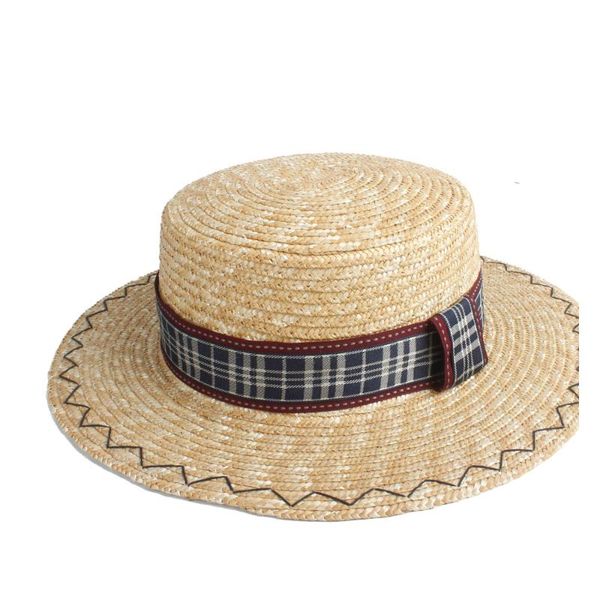 wide brim hats summer wheat straw women sun hat sun-shading lady flat boater beach sunhat jazz size 56-58cm, Blue;gray 
wide brim hats summer wheat straw women sun hat sun-shading lady flat boater beach sunhat jazz size 56-58cm, Blue;gray