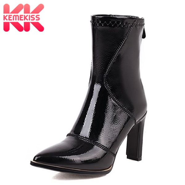 boots kemekiss size 34-43 women ankle patent leather back zipper shoes pointed toe winter warm fashion party footwear, Black
boots kemekiss size 34-43 women ankle patent leather back zipper shoes pointed toe winter warm fashion party footwear, Black