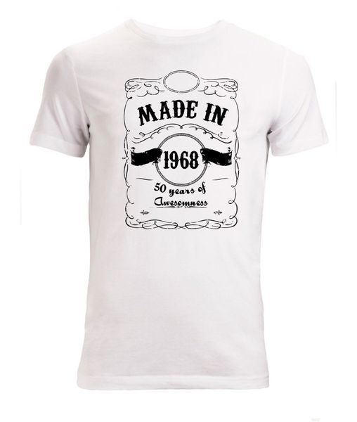 t-shirt men 2020 new made in 1968 50th birthday men's white t-shirt sizes s-xxl t-shirt