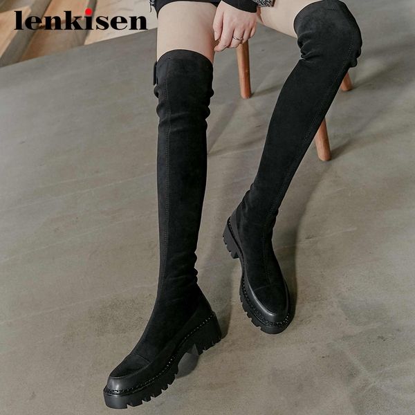 boots lenkisen riding natural leather british high street fashion thick med heel round toe zipper mature over the knee l05, Black
boots lenkisen riding natural leather british high street fashion thick med heel round toe zipper mature over the knee l05, Black