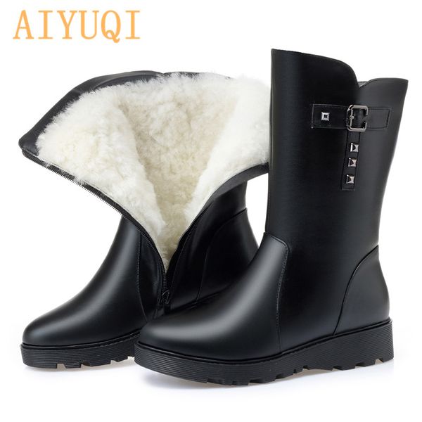 aiyuqi snow boots womens shoes large sizes female flat genuine leather wool non-slip mother boots winter footwear boot, Black
aiyuqi snow boots womens shoes large sizes female flat genuine leather wool non-slip mother boots winter footwear boot, Black