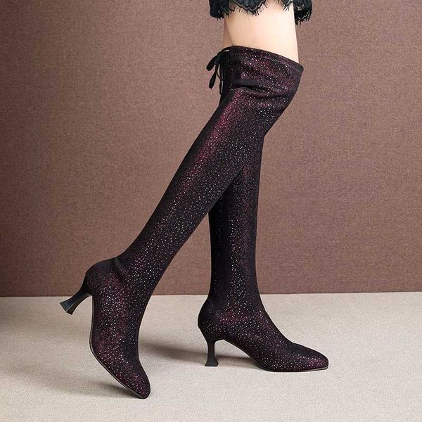 boots fashion glitter slim long women pointed toe over the high heels party woman autumn flock lace up shoes, Black
boots fashion glitter slim long women pointed toe over the high heels party woman autumn flock lace up shoes, Black