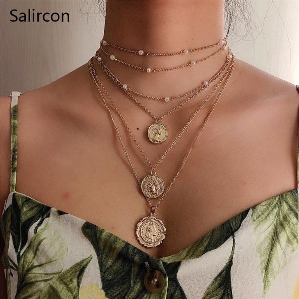 salircon gothic multi layer chunky choker necklace bohemia coin portrait pendant link chain necklace for women statement jewelry, Silver
salircon gothic multi layer chunky choker necklace bohemia coin portrait pendant link chain necklace for women statement jewelry, Silver
