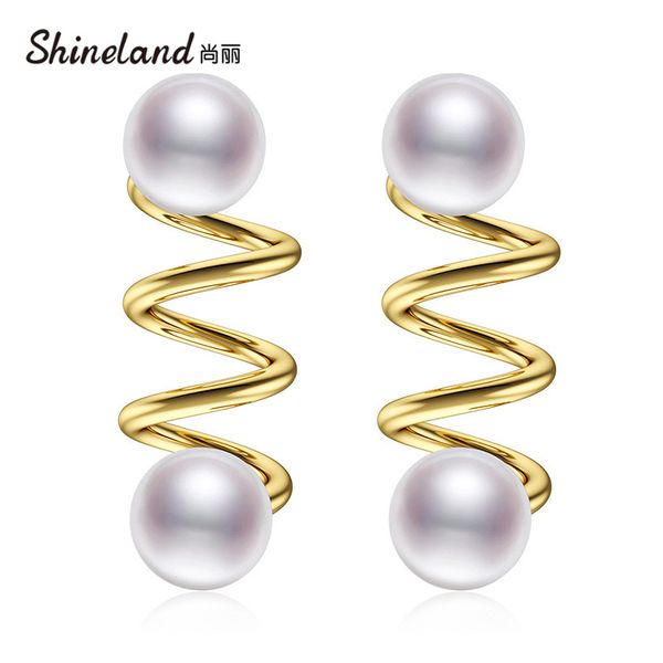 shineland new simple spiral curved long pearl drop earrings for women fashion jewelry wholesale party wedding statement brincos, Silver
shineland new simple spiral curved long pearl drop earrings for women fashion jewelry wholesale party wedding statement brincos, Silver