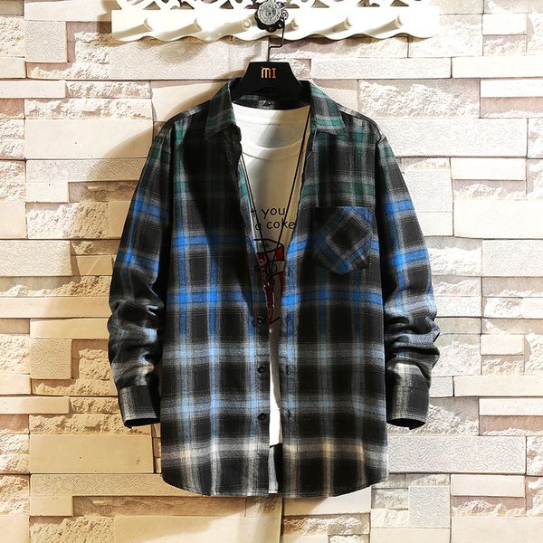 spring autumn long sleeves new flannel collar korea style shirt for men's plaid clothing, White;black
spring autumn long sleeves new flannel collar korea style shirt for men's plaid clothing, White;black