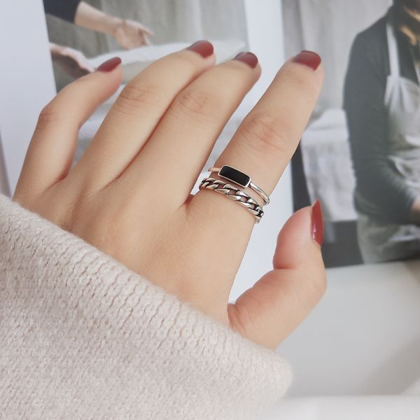 female vintage rings ins hip hop punk style fashion rings chain drip glaze double layer ring versatile cool, Silver
female vintage rings ins hip hop punk style fashion rings chain drip glaze double layer ring versatile cool, Silver