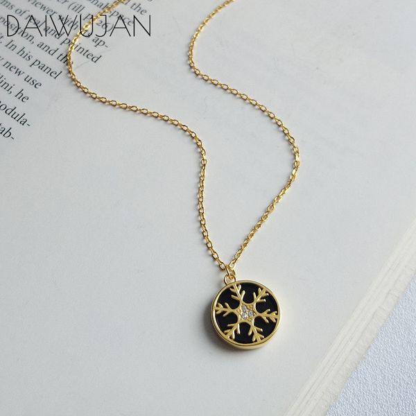daiwujan original 925 sterling sliver trendy round black snowflake pendant necklaces for women girls gold zircon necklace, Silver
daiwujan original 925 sterling sliver trendy round black snowflake pendant necklaces for women girls gold zircon necklace, Silver