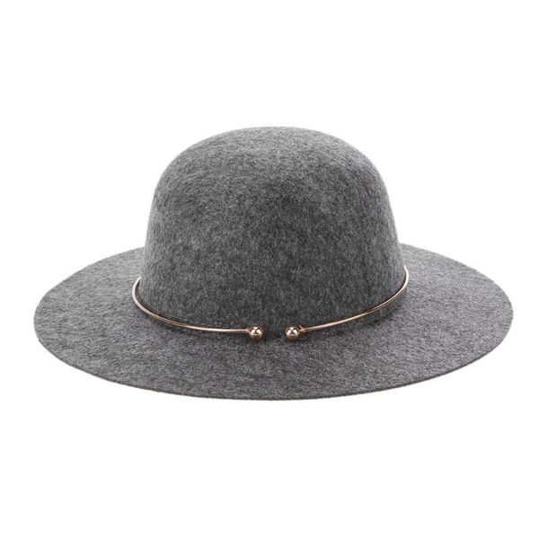 Fashionable Women's Wool Fedora Hat with Metal Ring Vintage Wide Brim Jazz Cap Female Elegant Top Hat, Blue;gray
Fashionable Women's Wool Fedora Hat with Metal Ring Vintage Wide Brim Jazz Cap Female Elegant Top Hat, Blue;gray