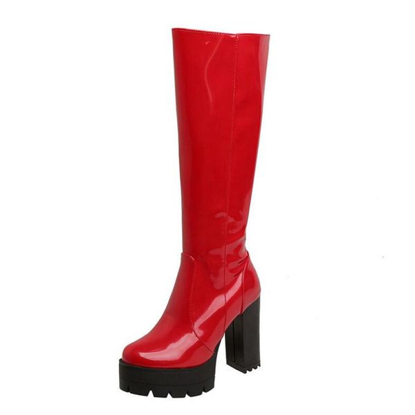 women's knight boots platform thick-heeled long tube high-heels shoes for women red female thick-soled knee-length boots 34~43, Black
women's knight boots platform thick-heeled long tube high-heels shoes for women red female thick-soled knee-length boots 34~43, Black