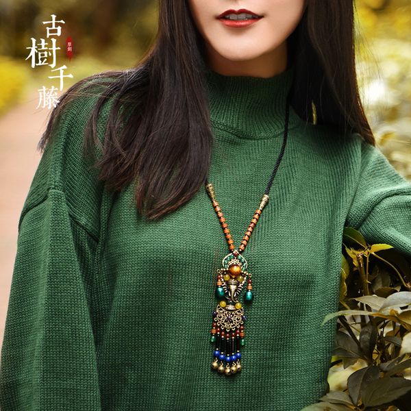 new bohemia natural red green turquoises flower sweater chain necklaces for women retro wood stone beads tassel pendant necklace, Silver
new bohemia natural red green turquoises flower sweater chain necklaces for women retro wood stone beads tassel pendant necklace, Silver