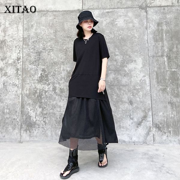 xitao fashion mesh splice women dress plus size short sleeve simple black wild dresses trend women clothes 2020 new xj4573, Black;gray
xitao fashion mesh splice women dress plus size short sleeve simple black wild dresses trend women clothes 2020 new xj4573, Black;gray