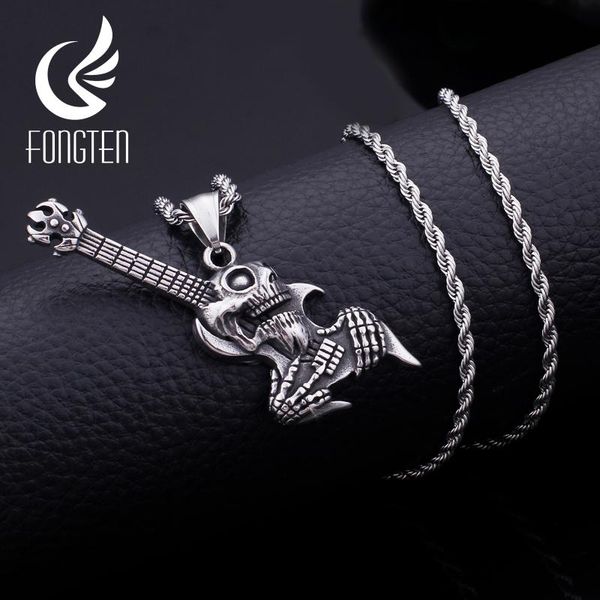 pendant necklaces fongten gothic style guitar necklace blacken stainless steel punk men long chain fashion jewelry, Silver
pendant necklaces fongten gothic style guitar necklace blacken stainless steel punk men long chain fashion jewelry, Silver