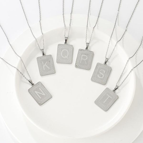 stainless steel statement necklace 26 letters pendant initial necklace for women choker jewelry dainty dog tag chain, Silver
stainless steel statement necklace 26 letters pendant initial necklace for women choker jewelry dainty dog tag chain, Silver
