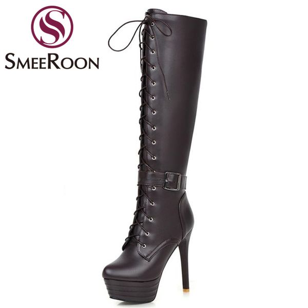 boots smeeroon knee high motorcycle lace up super thin heels winter style buckle platform woman's shoes, Black
boots smeeroon knee high motorcycle lace up super thin heels winter style buckle platform woman's shoes, Black