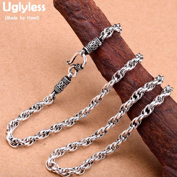 uglyless cool men twist chains hip hop 4mm thick thai silver necklaces no pendants 925 sterling silver males fine jewelry c110
uglyless cool men twist chains hip hop 4mm thick thai silver necklaces no pendants 925 sterling silver males fine jewelry c110