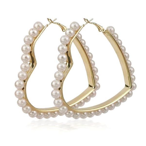 hoop & huggie manilai imitation pearl big earrings for women 2021 geometric heart statement brincos female jewelry, Golden;silver
hoop & huggie manilai imitation pearl big earrings for women 2021 geometric heart statement brincos female jewelry, Golden;silver