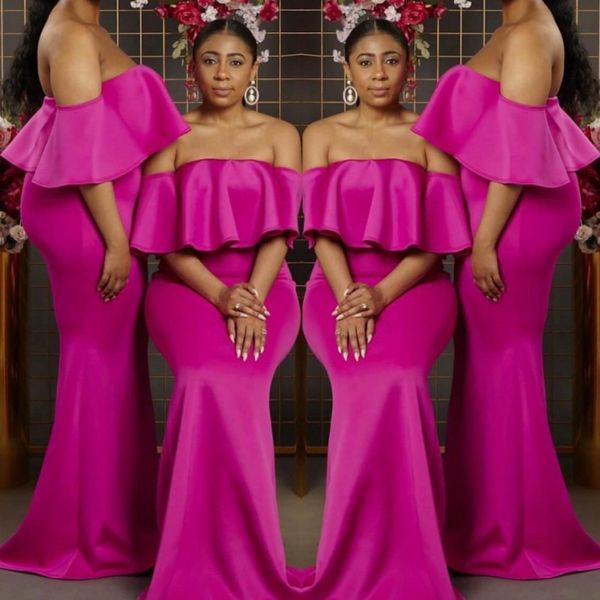 fuchsia mermaid bridesmaid dresses off shoulder floor length satin ruffles plus size maid of honor gowns robe de soiree, White;pink
fuchsia mermaid bridesmaid dresses off shoulder floor length satin ruffles plus size maid of honor gowns robe de soiree, White;pink