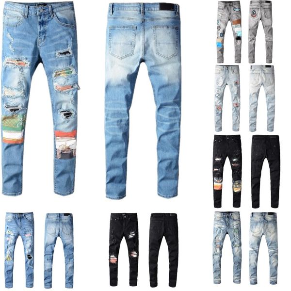mens jeans distressed motorcycle biker jeans rock skinny slim ripped hole fashionable embroidery denim pants, Blue
mens jeans distressed motorcycle biker jeans rock skinny slim ripped hole fashionable embroidery denim pants, Blue