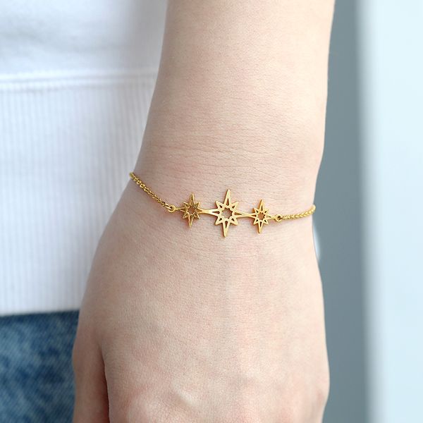 link, chain stars bracelet woman hollow retro creative stainless steel gold rose 2021 fashion glamour jewelry, Black
link, chain stars bracelet woman hollow retro creative stainless steel gold rose 2021 fashion glamour jewelry, Black